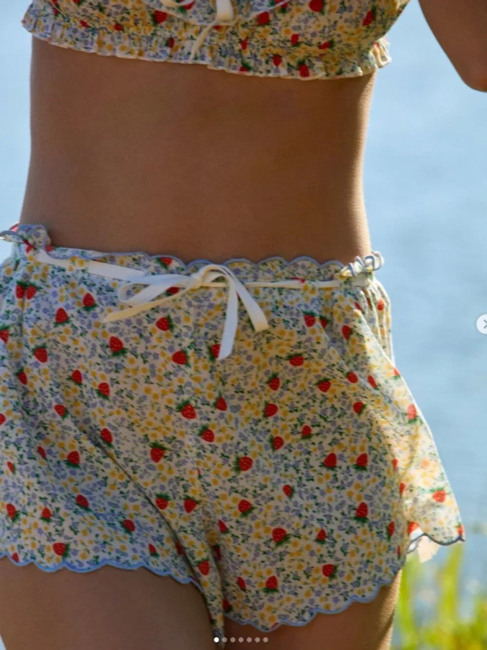 For Love & Lemons Strawberry Kiss Crop Top (S) + Short (S) Set | Small | NWT